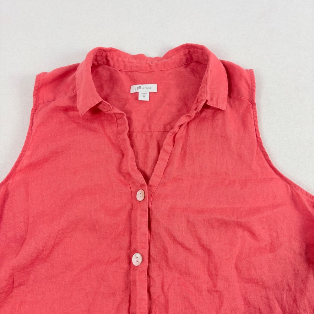 J. Jill Love Linen Sleeveless Tunic Womens Size M Coral Pink Resort Quiet Luxury - Picture 4 of 11